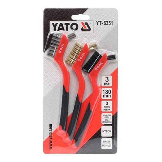 KIT DE 3 CEPILLOS DE ALAMBRE 3X7, MARCA YATO Ref.YT-6351