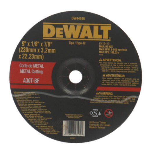 DISCO DE CORTE DE METAL 9″ X 1/8″ X 7/8″ DEWALT – Ref.DW44606