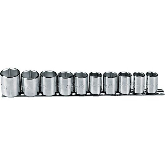 JUEGO DE 10 CUBO CORTO HEXAGONAL CROMADO C-3/8″ DE 5/16″ A  7/8″ PROTO – Ref.J52122