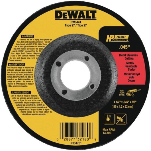 DISCO DE CORTE ACERO INOXIDABLE 4-1/2 ¨X 0.45 X 7/8 DEWALT – Ref.DW8424