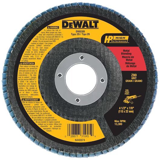 DISCO FLAP DE 4-1/2″ X 7/8″ GRADO 80 MODELO:DW8309 DEWALT – Ref.DW8309