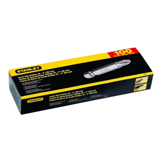 PUNTAS DE DESTORNILLADOR DE 2 PUL (50MM) – GRANEL 100 PZA EN CASA PLASTICA ABS RESISTENTE A GOLPES, REF. 68-076 MARCA STANLEY – Ref.68-076