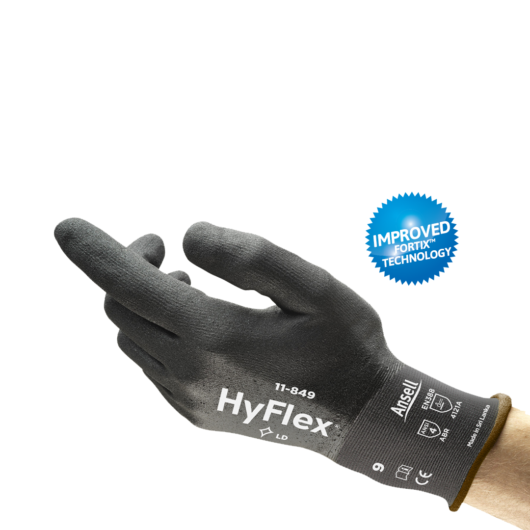 GUANTES HYFLEX DE NITRILO, PROTECCIÓN DE 360° CONTRA RASGADURAS, DESGARROS Y SUCIEDAD, NIVEL 4 EN ABRASION, COLOR NEGRO, CUMPLE CON EN 420:2003 + A1:2009; CATEGORÍA II, EN 388, REF. 11-849 SIZE 9 MARCA ANSELL – Ref.11-849/9