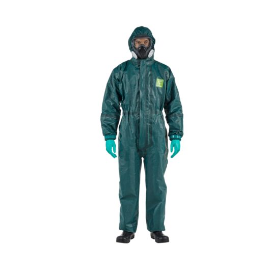 TRAJE ALPHATEC® 4000 SOLDADO Y ENCINTADO POR ULTRASONIDOS – MODELO 151-G02 COLOR VERDE CE CATEGORÍA III (Tipo 3-B, Tipo 4-B, Tipo 5-B, EN 1073-2, EN 14126, EN 1149-5) MARCA ANSELL TALLAL – Ref.GR40-T-38-151-G02 / L