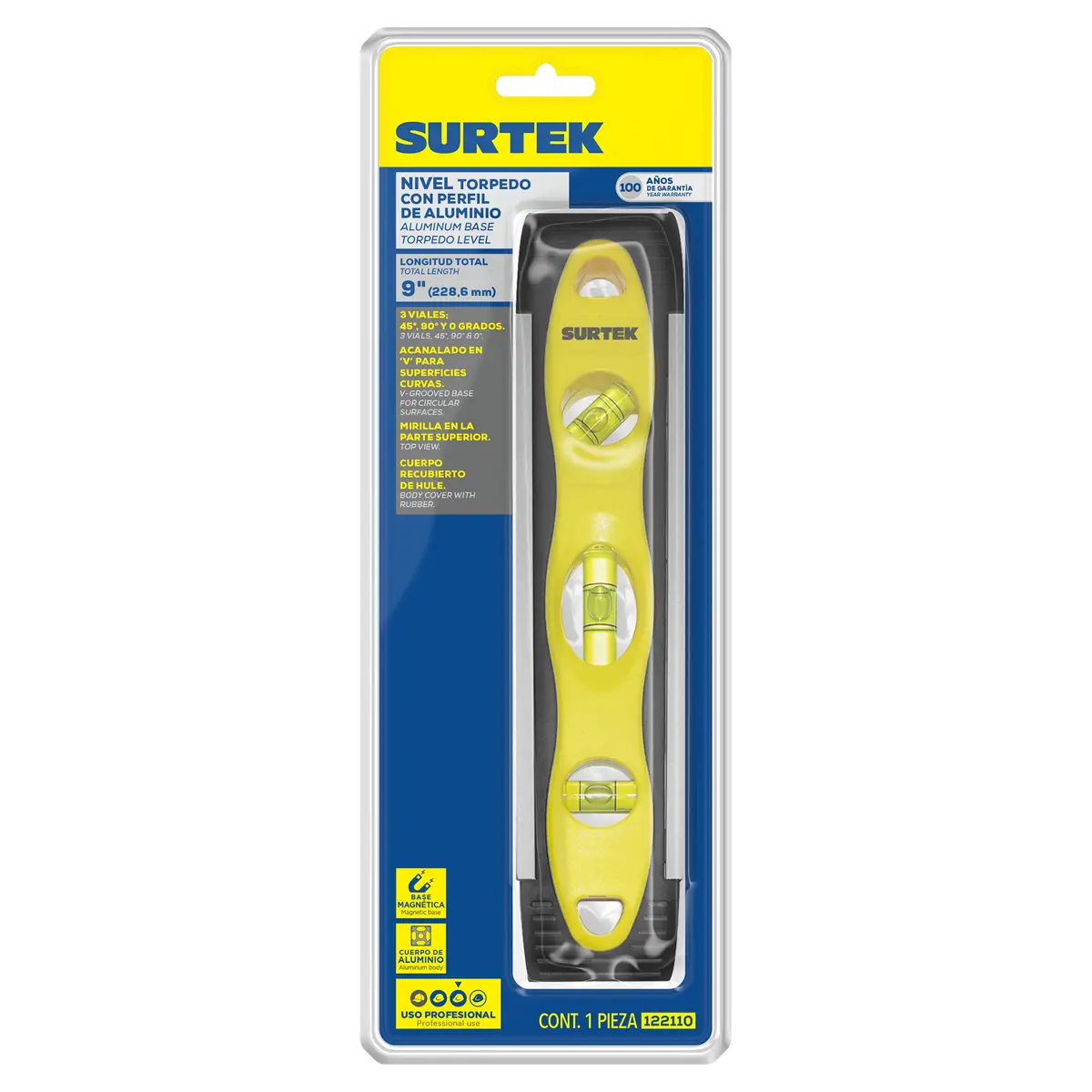 NIVEL TORPEDO MAGNETICO 9 SURTEK - 122110 - Imagen 2