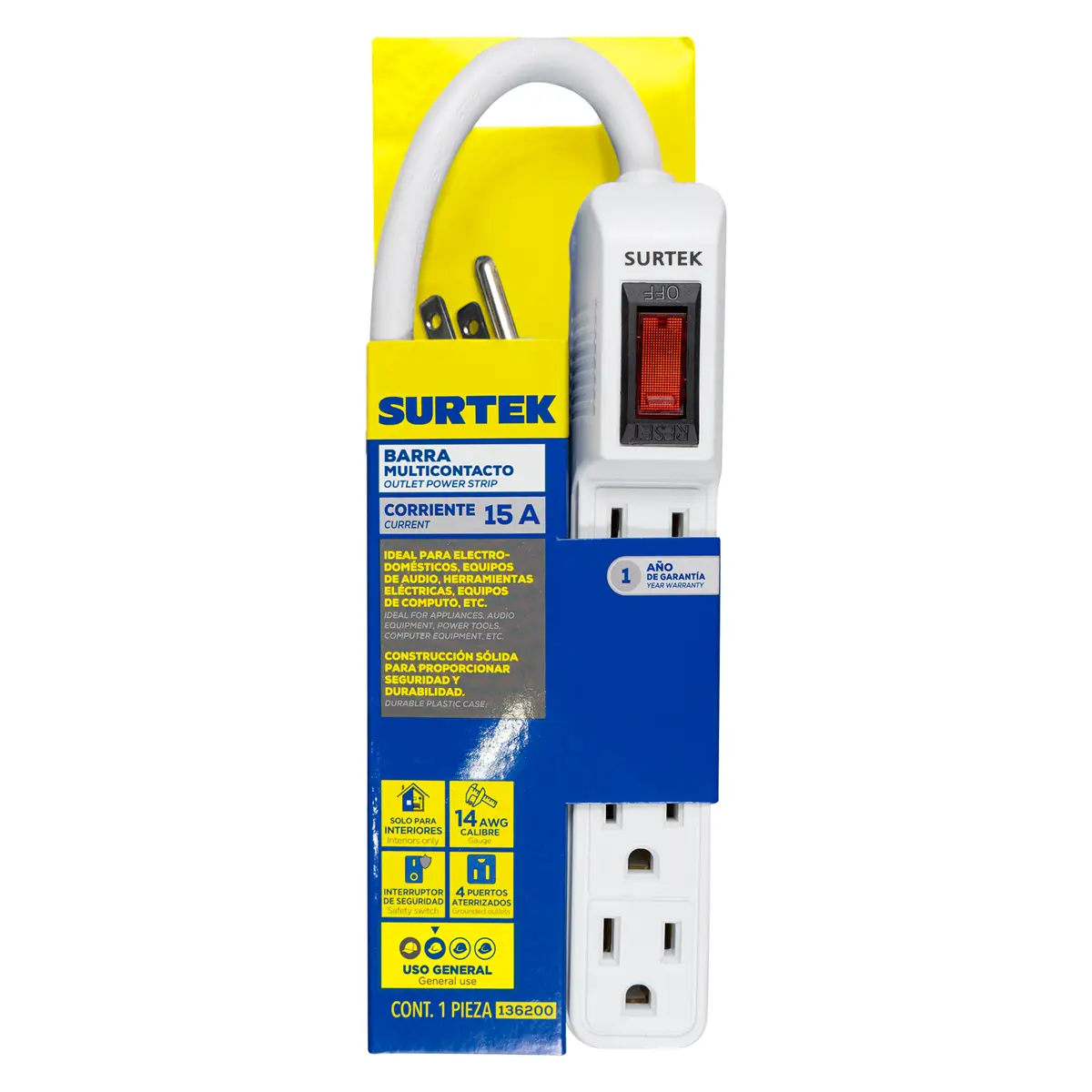 REGLETA ELECTRICA DE 4 SALIDA SURTEK - 136200 - Imagen 2