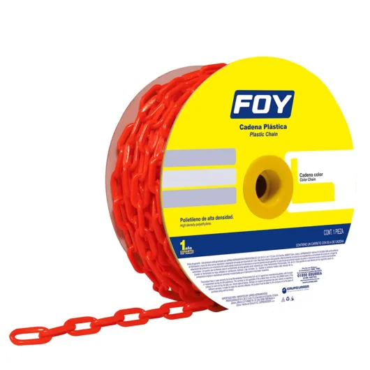 ROLLO DE CADENA PLASTICA DE 6MM X 1/4″ DE 25MT COLOR:ROJO MODELO:143419 SURTEK/FOY – 143419