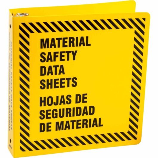 CARPETA SDS INGLES / ESPAÑOL CON PICTOGRAMAS GHS – 3 » CADENA, PAR DE LEVANTADORES DE HOJAS MATERIAL POLYETHYLENE COLOR BLACK ON YELLOW MARCA:BRADY – BR758Y