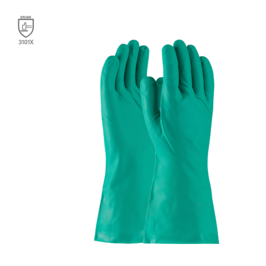 GUANTE DE NITRILO 13”DE 15 MILS MOD. 50-N140G-L,  MARCA PIP, SISE L. CUMPLE CON 21CFR, 170-199, APROBADO POR CFIA, CUMPLE CON CE, (RIESGO MECANICO 3101, RIESGO QUIMICO AJK, LIBRE DE SILICONA. – Ref.50-N140G/L