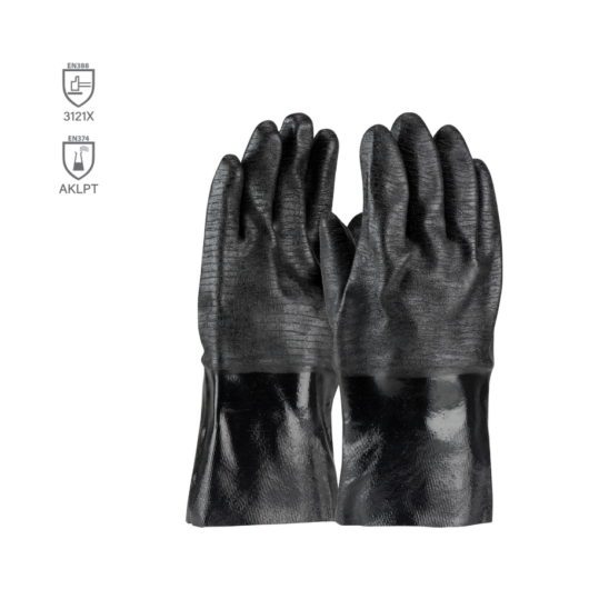 GUANTE RECUBIERTO DE NEOPRENO, ACABADO RUGUROSO GRABADO, FOTO DE INTERBLOQUEO CEPILLADO, MEDIDAS 18’’, RESITENTE A QUIMICOS ACIDOS CAUTICOS, DISOLVENTES Y ACEITES, EXCELENTE AGARRE Y CORTE ANTIDESLIZANTE, PALMA DE 5.3’’ ESPESOS 3.MM 4/-0.5MM, EN374-AJKL * – Ref.57-8645R-L