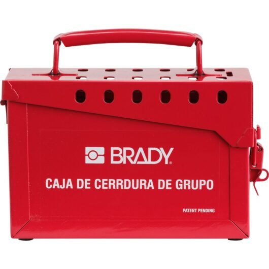 CAJA BLOQUEO GRUPAL, COLOR ROJO, MARCA BRADY. DIMENSIONES 6 X 9 X 3.5”. – 65040