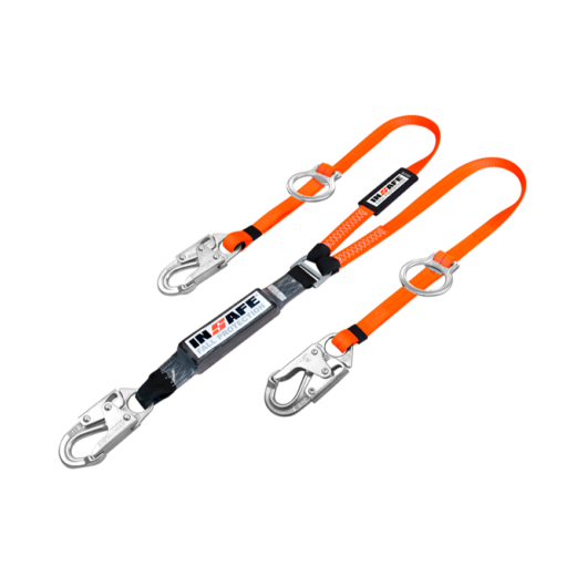 ESLINGA DOBLE GANCHO CON TIE BACK. GANCHO PEQUEÑOS. MOD IN 8021-1P, MARCA INSAFE. REATA ALTA RESISTENCIA CON RECUBRIMIENTO POLIURETHANO. CAPACIDAD MINIMA 130-MAXIMA 310 LIBRAS CUMPLE CON ANSI Z359.13-2013 –  Ref.IN8021-1P-TIEBACK