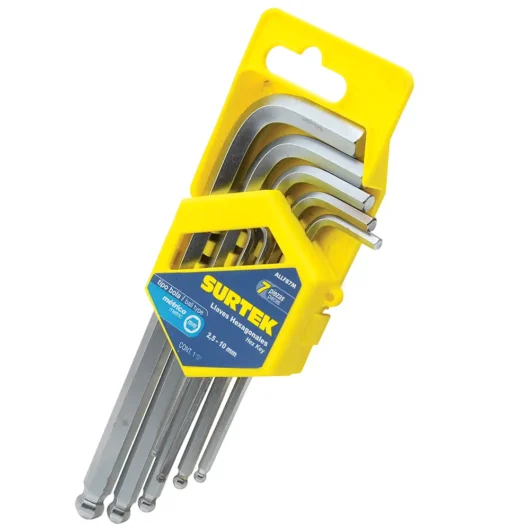 JUEGO DE 7 LLAVES  ALLEN LARGAS CON PUNTA REDONDA 2.5MM A 10MM  SURTEK – ALLFB7M