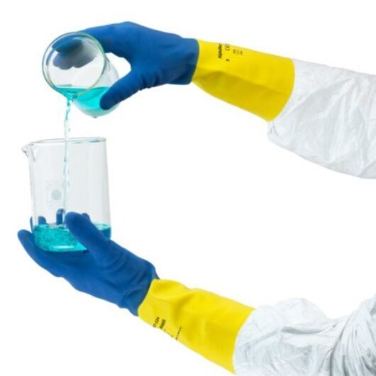 GUANTE LATEX CAUCHO NATURAL Y NEOPRENO CON FORRO FLOCADO. MOD. 87-224, MARCA: ANSELL, ESPESOR 27 MIL. CUMPLE CON EN ISO 21420:2020. EN 374 AKLNPT – Ref.87-224