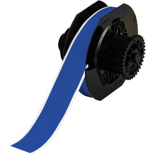 ROLLO DE ETIQUETAS ADHESIVAS ACRILICO DE VINILO, MOD. B30C-1125-595-BL COLOR AZUL NTERIOR/EXTERIOR 1.125”X 100’.  SERIA B30, MOD. B30C-1125-595-BL, MARCA BRADY. PARA USAR EN IMPRESORAS: BBP®30, BBP®31, BBP®33, BBP®37 Y  S3100. – B30C-1125-595-BL