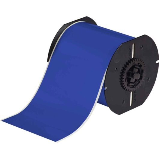 ROLLO DE ETIQUETA ADHESIVA ACRILICO DE VINILO COLOR AZUL INTERIOR/EXTERIOR 4 X 100’’, MARCA BRADY – B30C-4000-595-BL