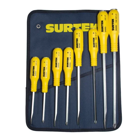JUEGO DE 8 DESTORNILLADORE PLANO Y ESTRIA DE GOLPE MODELO:D400G SURTEK – D400G