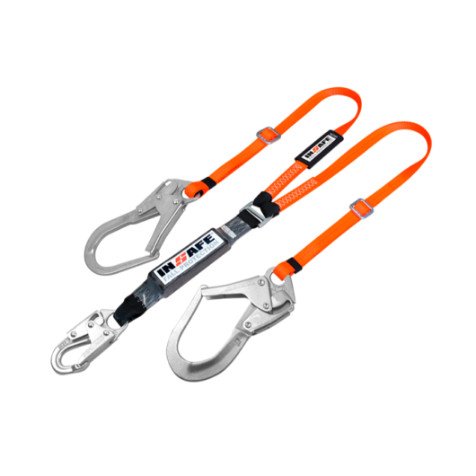 ESLINGA EN Y CN ABSORVEDOR REGULABLE, GANCHOS 21/4 Y ¾, REATA DE ALTA DENSIDAD TRATAMIENTO INIFUGO, MATERIAL POLIESTER, ABOSRVEDOR DE ENERGIA ELONGACION MAX 1.2 METROS, ANZI Z359.1 ANZI 359.12, CODIGO IN 8021-R, MARCA INSAFE –  Ref.IN8021-R