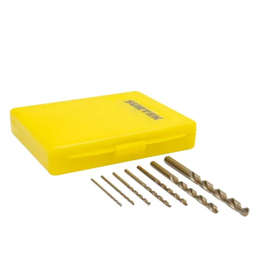 JUEGO DE 7 BARRENA COBALTO DE 1/16″ A 1/4″ ACERO DE ALTA VELOCIDAD SURTEK – JBAV7