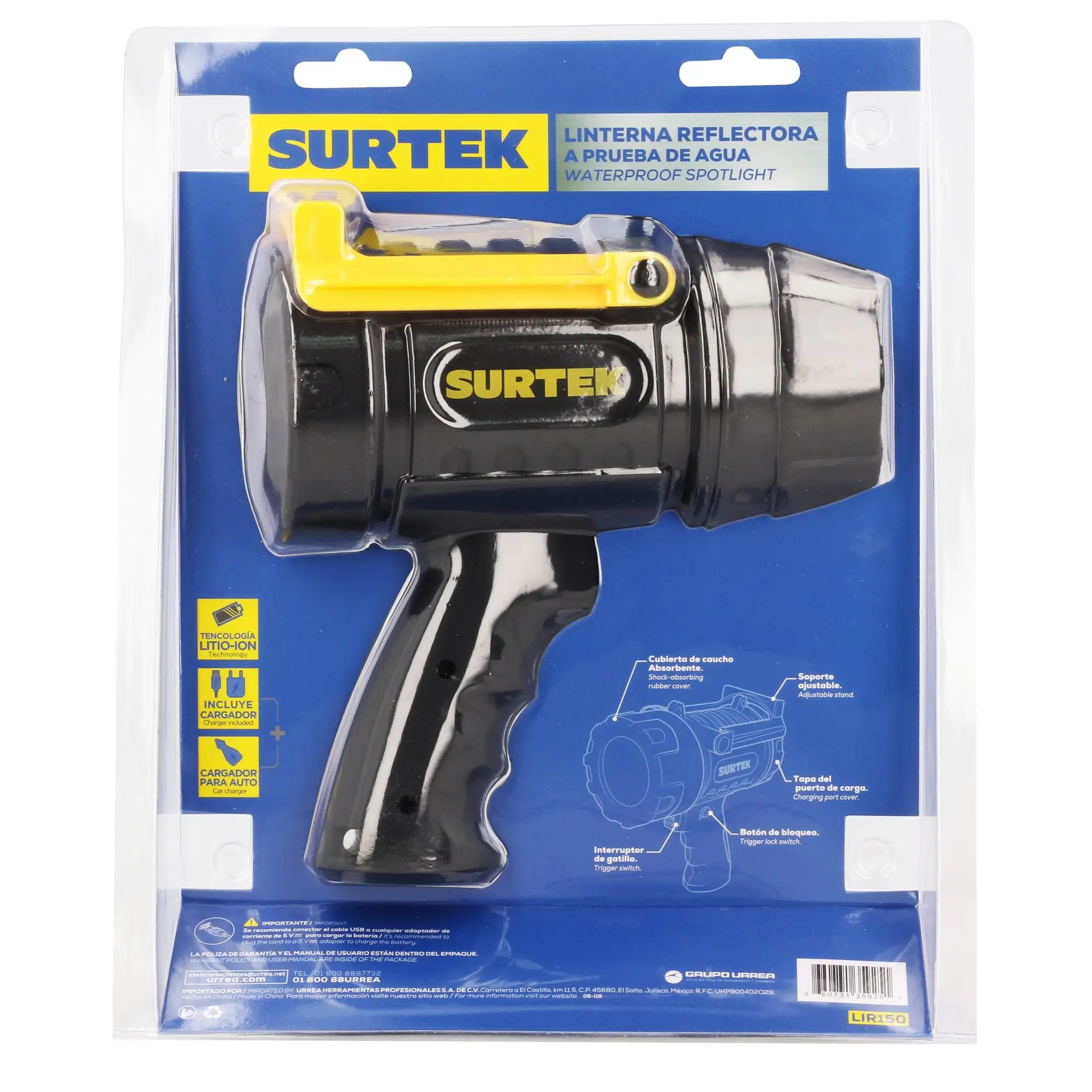LINTERNA DE MANO LED RESISTENTE AL AGUA MODELO:LIR150 SURTEK - LIR150 - Imagen 3
