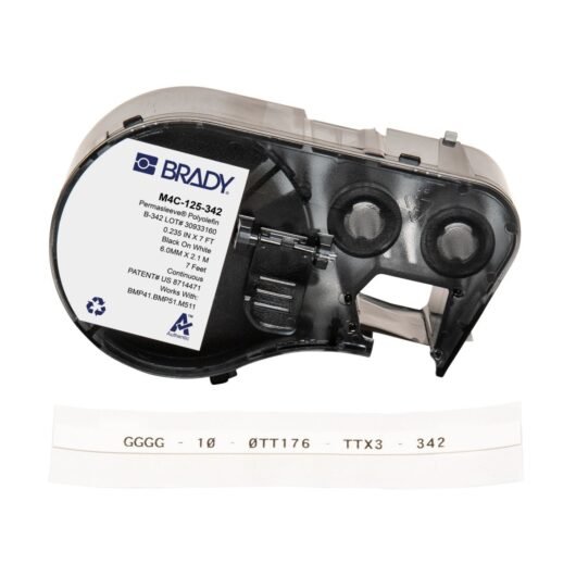 ETIQUETAS TERMORRETRACTILES CON CINTA PARA IMPRESORAS BMP41, BMP51 M511-0.125″ DE DIAMETRO COLOR BLANCO – M4C-125-342