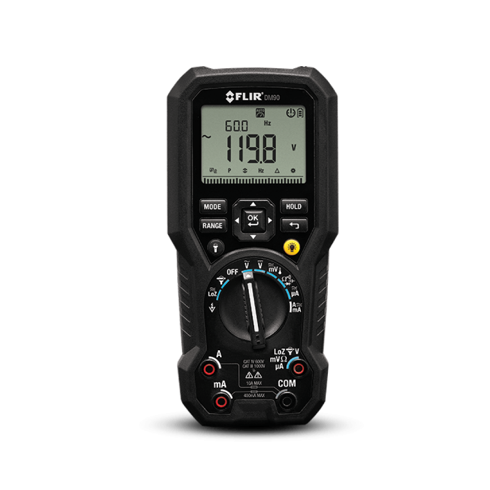 MULTIMETRO DIGITAL TRMS CAT IV-600 V, CAT III-1000 V /RANGO: 10,00 MF PRECISIÓN BÁSICA: 1,9% MODELO:DM90 FLIR - DM90