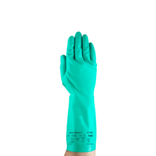 GUANTE COMPUESTO DE NITRILO DE ALTO RENDIMIENTO QUE OFRECE UNA MAGNÍFICA COMBINACIÓN DE RESISTENCIA QUÍMICA Y SOLIDEZ, OFRECE UNA PROTECCIÓN SUPERIOR CONTRA DESGARROS, PERFORACIONES Y ABRASIONES, COMPARÁNDOLO CON GUANTES DE CAUCHO NATURAL Y NEOPRENO – Ref.37-155