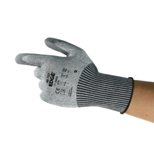 GUANTE ANTICORTE ANSI A6, MOD. 48-707, EL NIVEL DE CORTE EN388 ISO E PROPORCIONA UN NIVEL MUY ALTO DE PROTECCION CUMPLE LOS REQUISITOS DE LOS MATERIALES DISIPADORES DE ELECTROSTÁTICA SEGÚN LA NORMA EN 1149 (EN1149-3) MARCA ANSELL – Ref.48-707