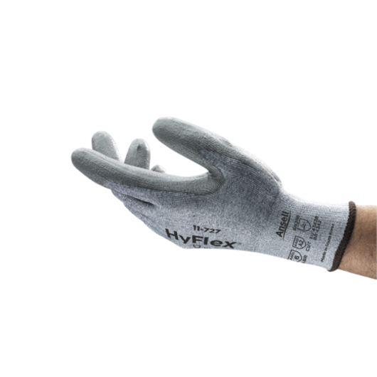 GUANTES RESISTENTES A LA ABRASIÓN HYFLEX, NIVEL EN 4 PARA UNA MAYOR DURABILIDAD DEL GUANTE, CON ALTOS NIVELES DE PROTECCIÓN A CORTES A2 CON INTERCEPT TECHNOLOGY, ACABADO: PALMA RECUBIERTA, MATERIAL DEL RECUBRIMIENTO: POLIURETANO, MATERIAL DEL FORRO: HPPE, – Ref.11-727