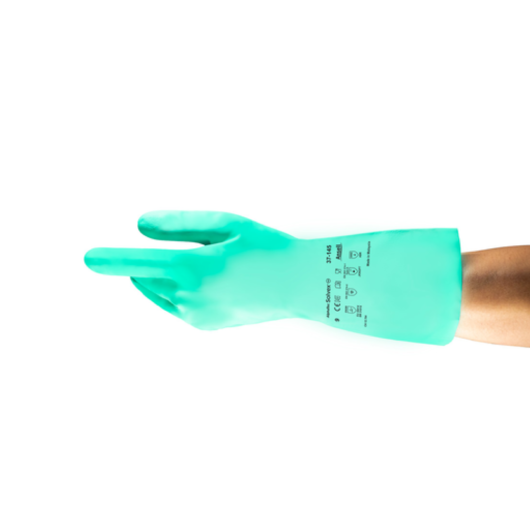 GUANTES DE NITRILO SOLVEX PARA PROTECCION QUIMICA DE 13”, PARA EXTENSA GAMA DE APLICACIONES, OFRECE UNA MAYOR PROTECCIÓN CONTRA DESGARROS, PERFORACIONES Y ABRASIÓN, FLOCADO DE ALGODÓN PARA REDUCIR EL SUDOR, COLOR: VERDE, CUMPLE CON FDA (21CFR 177.2600), R – Ref.37-145
