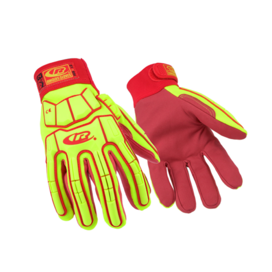 GUANTE PROTECCION CONTRA GOLPES Y CORTES CON PIEL SINTETICA ROJA, PALMA ALCOLCHADA Y COMPATIBILIDAD CON PANTALLA TACTIL. NIVEL 1 PROTECCION CONTRA PELIGRO DE IMPACTO CON CORTE ADICIONAL A3. DESARROLLADO CON F3 TECHNOLOGY DE RINGER. ALTA VISIBILIDAD  PARA – Ref.R167