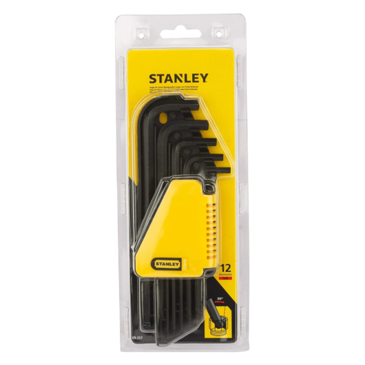 JUEGO DE 12 LLAVE ALLEN LARGAS CON PUNTA REDONDA DE 1/16″ A 3/8″ STANLEY – Ref.69-257
