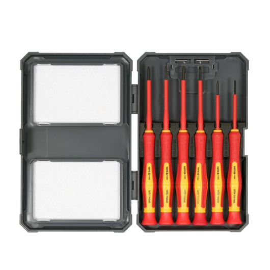 JUEGO DE 6 DESTORNILLADORES AISLADO DE PRECISION PLANO Y ESTRIA  MODELO:YT-28283 YATO Ref.YT-28283