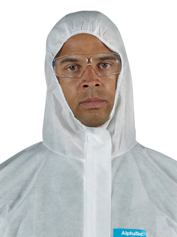 OVEROL DE PROTECCIÓN BLANCO CON CAPUCHA IGNÍFUGO TRANSPIRABLE, SMMS ANTIESTÁTICO QUE GARANTIZA A LOS USUARIOS PROTECCIÓN QUIMICA LIGERA MICROGARD 1500 PLUS FR MODELO 111 SIZE L MARCA ANSELL - Ref.WR17-S-38-111/L - Imagen 4