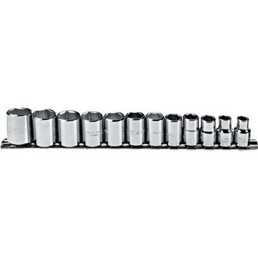 JUEGO DE 12 CUBO CORTO ESTRIADO CROMADO C-3/8″ DE 8MM A 19MM PROTO – Ref.J52216