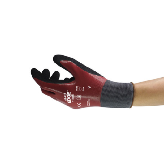 GUANTES EN NITRILO EDGE, PARA APLICACIONES LIGERAS QUE REQUIEREN UN RECUBRIMIENTO DURADERO PARA UN AGARRE SEGURO EN ENTORNOS GRASIENTOS, COLOR: ROJO/NEGRO, LONGITUD: 220-270 MM/ 8,7 – 10,6 PULG., ACABADO: RUGOSO, MATERIAL DEL RECUBRIMIENTO: NITRILO, MATER – Ref.48-919